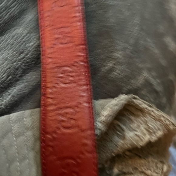 Vintage Gucci Red Leather Monogram Belt Silver Buckle 33 - Picture 6 of 6